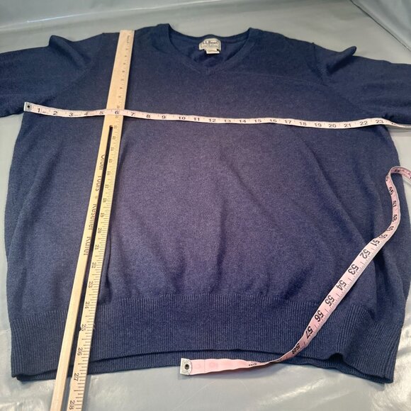 LL Bean Cotton V Neck Sweater Men Cashmere Pullover Shirt Long Sleeve Large - Picture 11 of 14